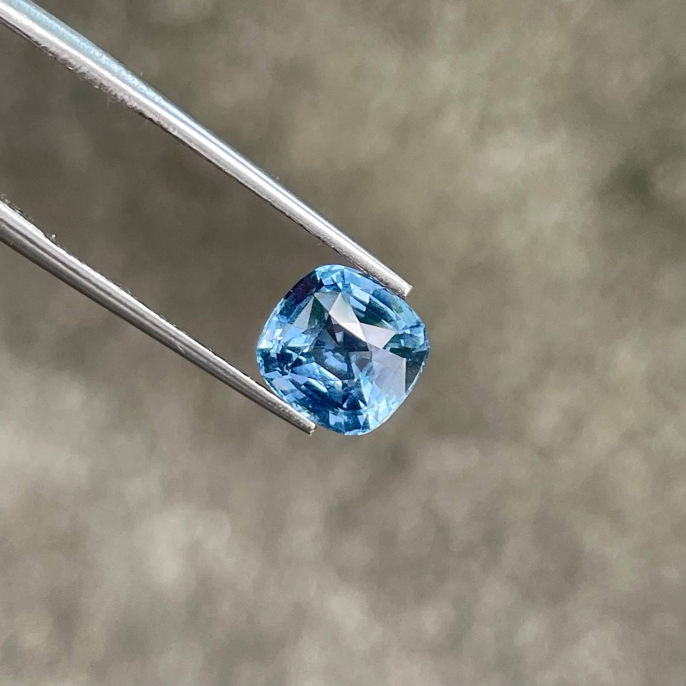 3.06 Carats Light Blue Spinel Stone Step Cushion Cut Natural Afghan Gemstone — view 1