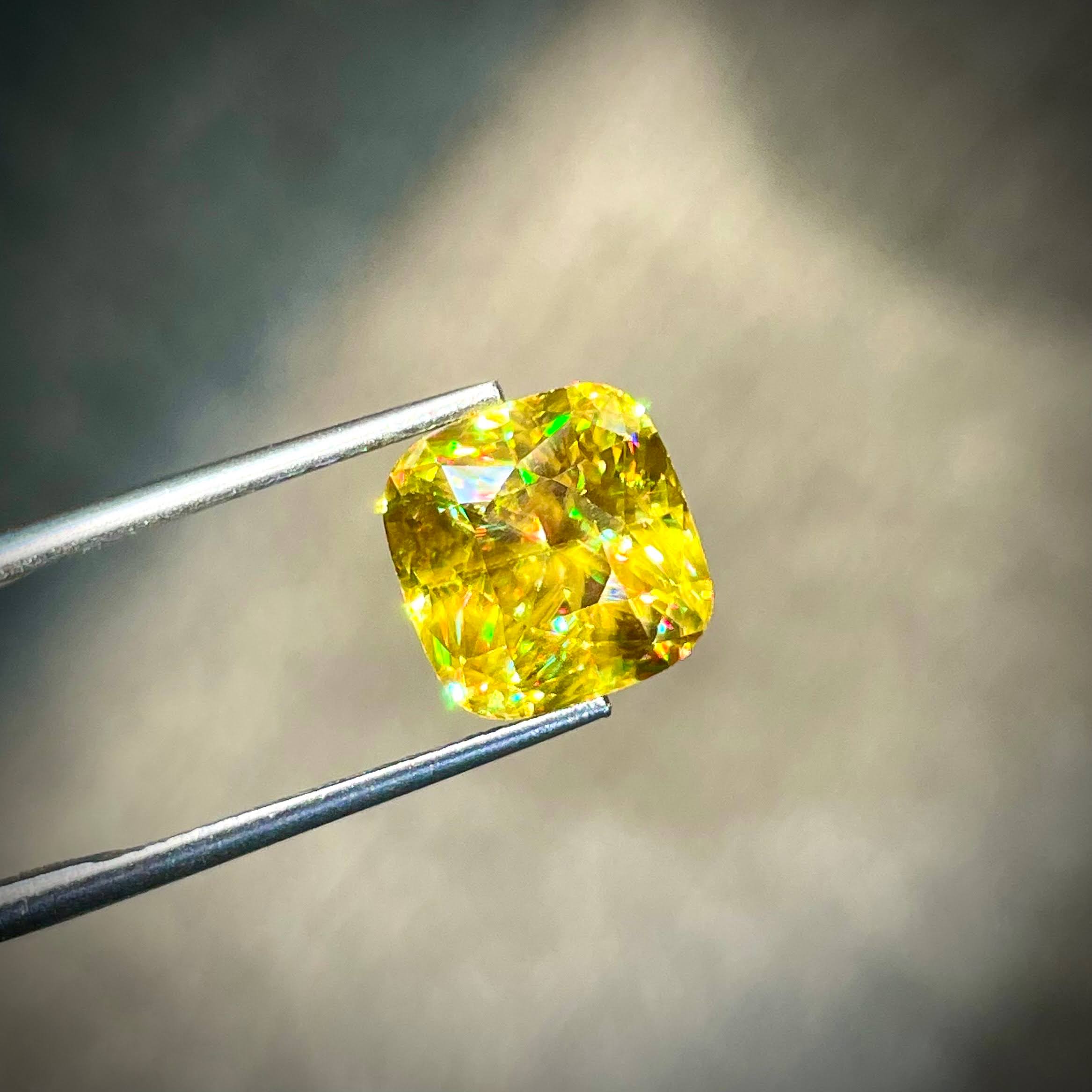 5.95 Carats Yellow Sphene Stone Fancy Cushion Cut Madagascar's Gemstone