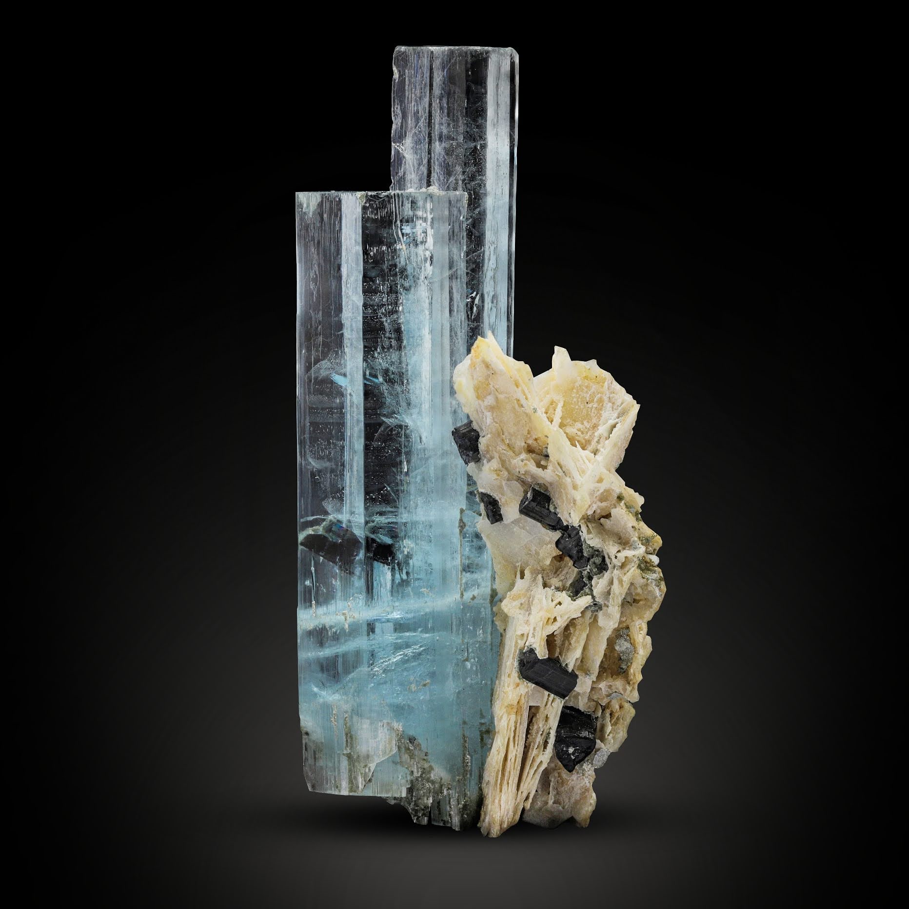 202 gram double terminated Aquamarine crystal with Calcite From Pakistan