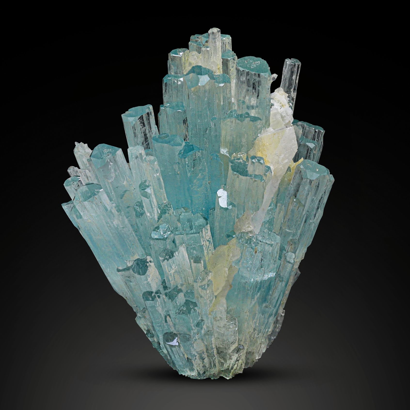 110 gram sky-blue color Aquamarine Crystal Bunch with Calcite From Pakistan