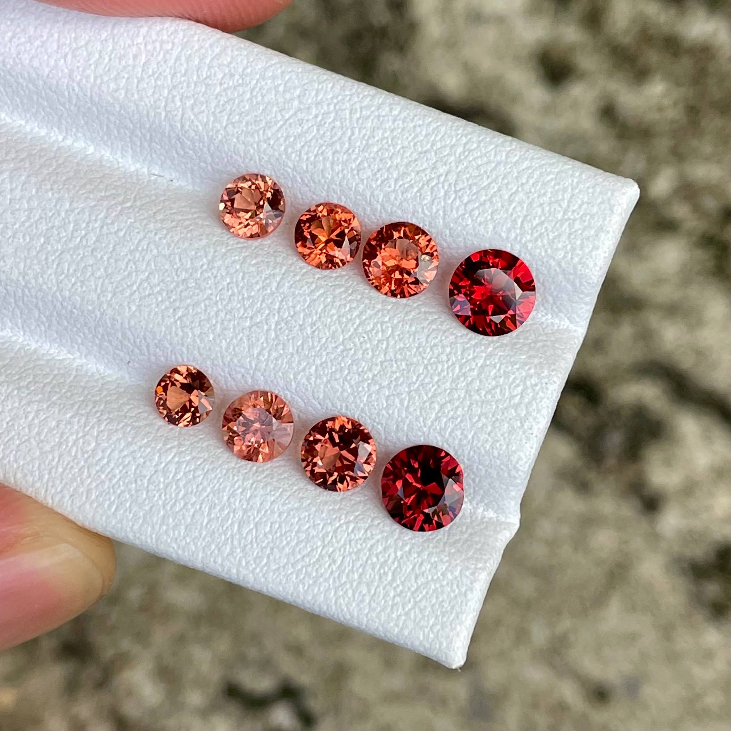 3.27 carats 8 Piece Orange Spinel Gems Lot Round Cut from Burma — view 4