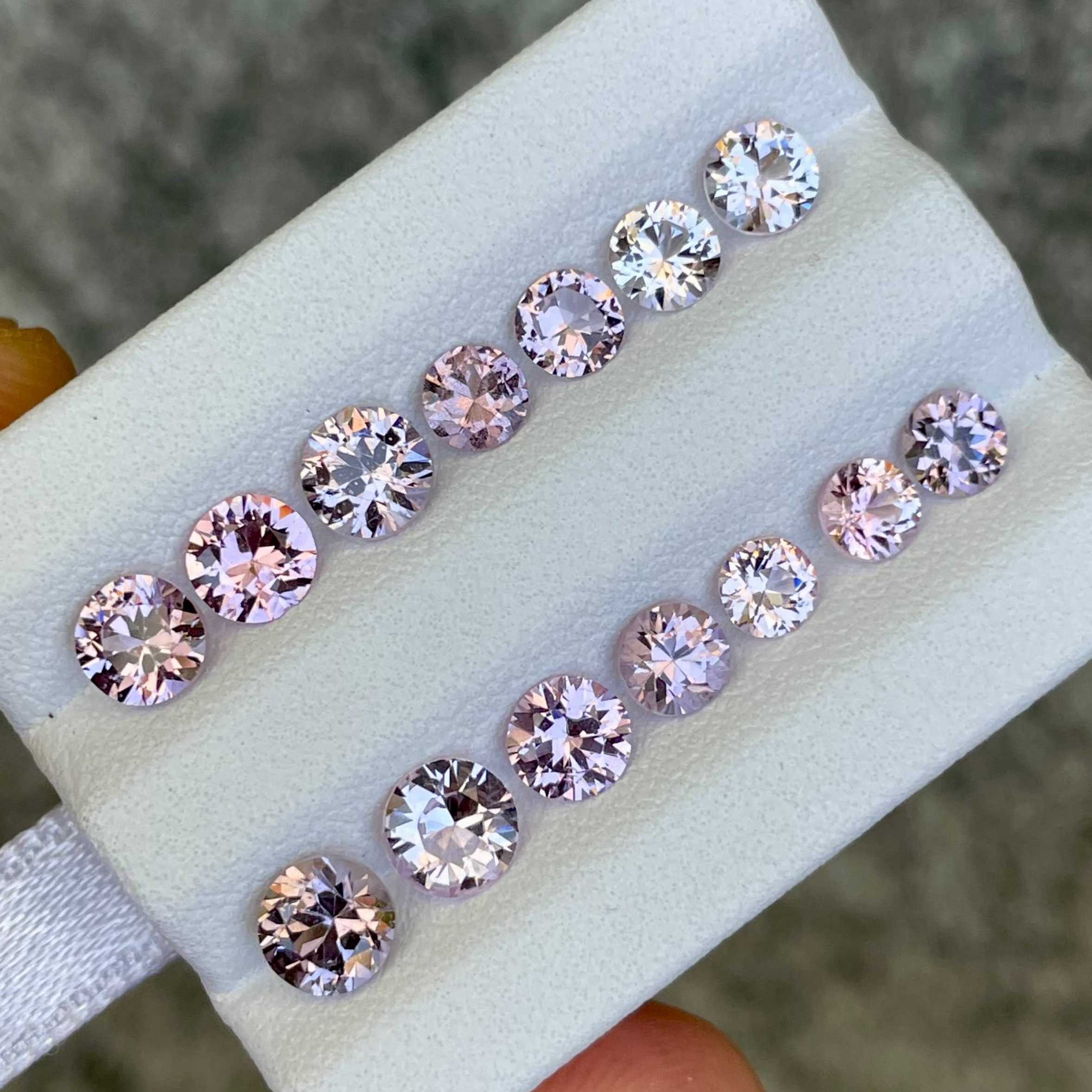 6.23 carats 14 Piece Pink Spinel Stones Lot Round Cut from Burma