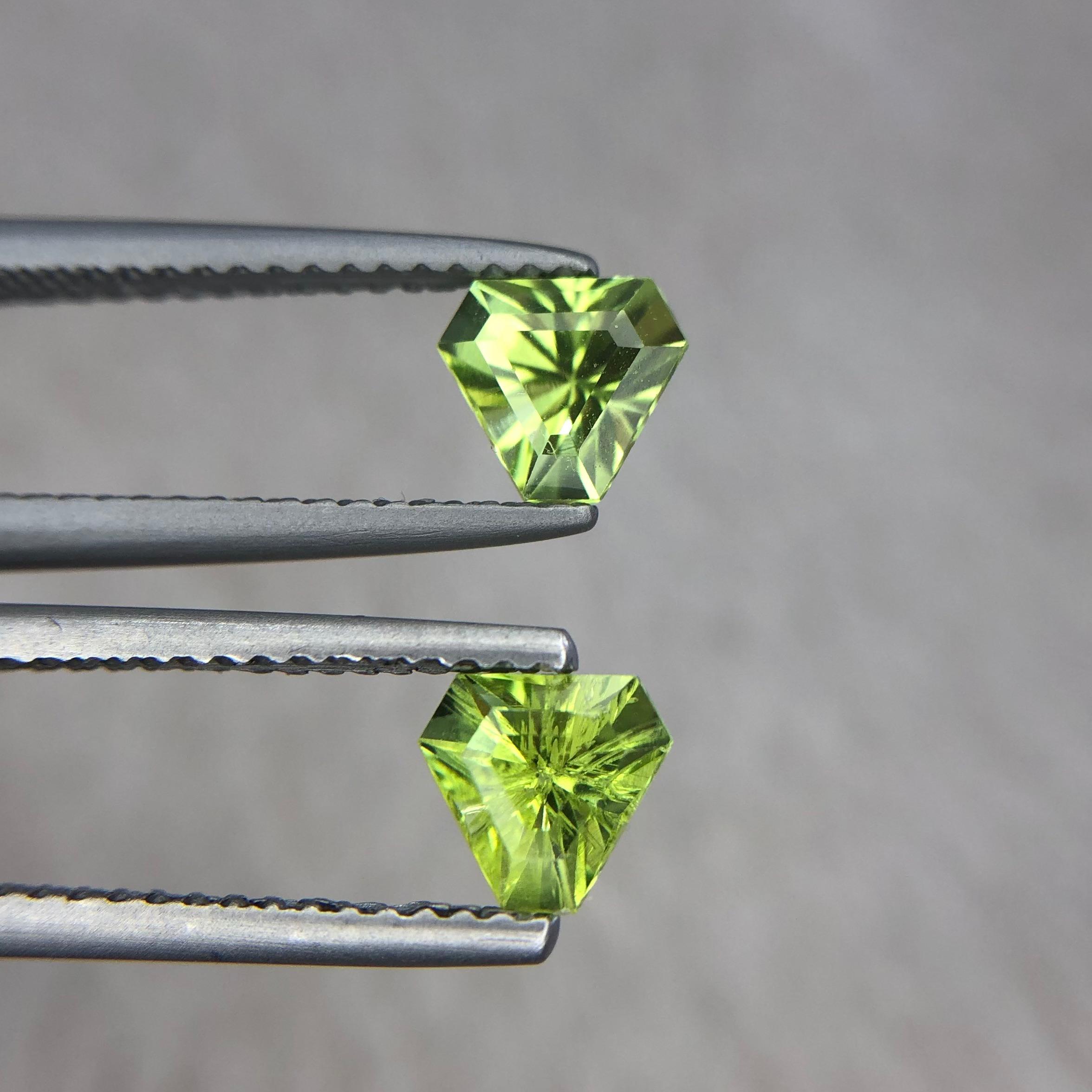 1.46 Carat Trilliant Peridot Pair, Pakistan Origin — view 2